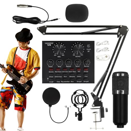 Juego de tarjetas de sonido de transmisión en vivo y kit de micrófono para grabación de podcast 1