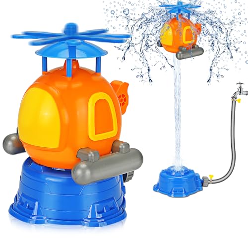 Sprinkler for Kids Outdoor Water Toys: Helicopter Kids Sprinkler Toys Summer Outside Toys Water Powered for Yard Lawn Garden - Water Play Toy for Girls Boys 3 4 5 6 7 8 9 10 11 12 Years Old Gifts
