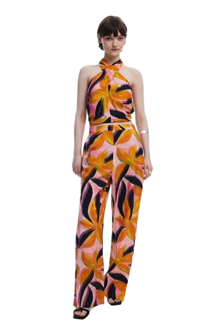 Floral print trousers - RED - M