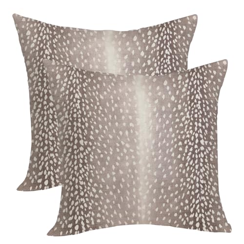 OFIRD Antelope Pillow Covers 18x18 Pack of 2,Brown Animal Skin Print Throw Pillow Covers Boho Modern Decorative Pillowcase Farmhouse Linen Square Cushion Cover for Home Couch Outdoor Decoratio