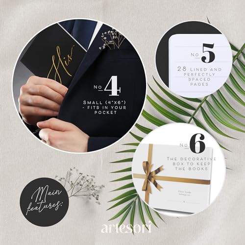 image for ARTESORI Premium Wedding Vow Book for Her & Him, Soft Touch, Gold Foil