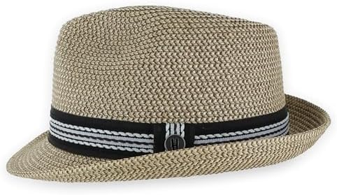 Belfry Men/Women Summer Straw Pork Pie Trilby Fedora Hat in Blue, Tan, Black