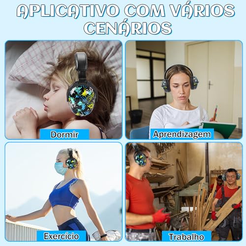 Abafador de Ruidos, Protetores de Ouvido Dobráveis, Azul, Taxa de Redução Do Ruído 22db, Abafador de