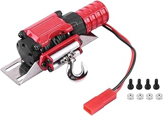 Simulation Climbing Car Winch, Remote Control Model Accessory Metal Winch for 1/10 Scale RC Crawler Car(Red)