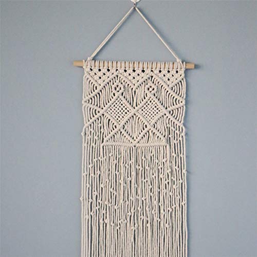Tapisserie murale macramé avec pompon et corde de coton pour décoration murale de salon - 2