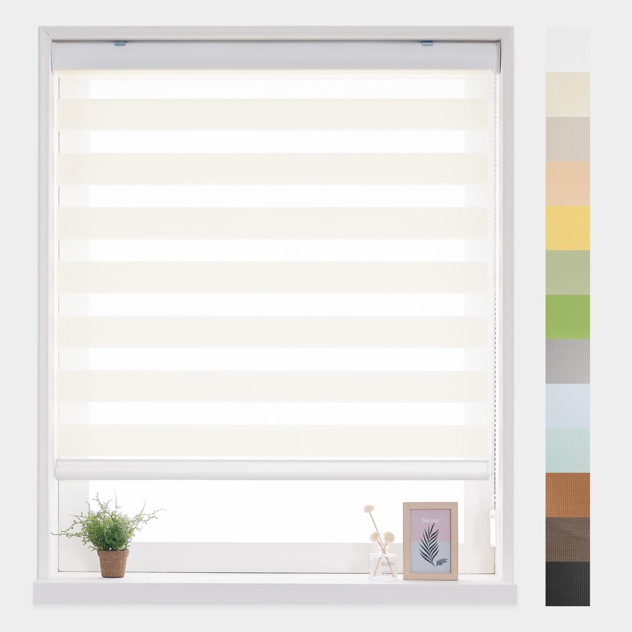 Foiresoft Custom Zebra Blinds for Windows, Light Filtering Day Night Dual Layer Blinds for Home & Office, Adjustable Privacy, Made to Order for Inside or Outside Mount