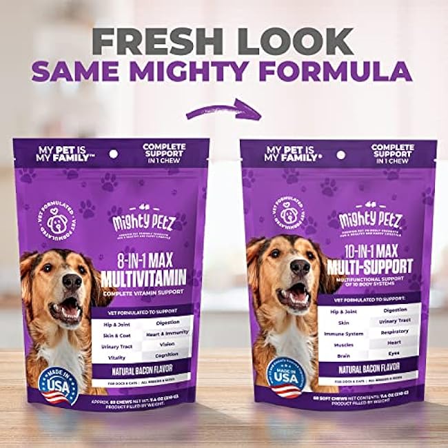 Mighty Petz MAX Dog Multivitamin - Senior & Adult Dog Vitamins 10 in 1 Complete Support for Joints, Immunity, Mobility, Gut, Energy, Skin Health, Pet Multivitamin Daily Chewable Supplement-OmHNQ019