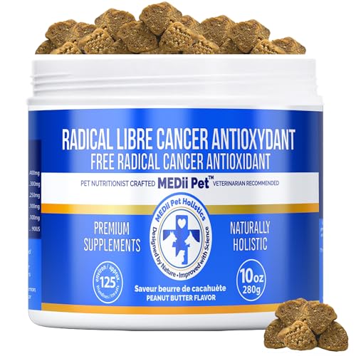 Medii Pet Dog Cancer Detox Antioxidants + Free Radical Blocker. No Chemicals All Natural, Holisitic. All Ages. Benefits Wellness. Vet Recommended, Nutritionist Formula. Low Calorie