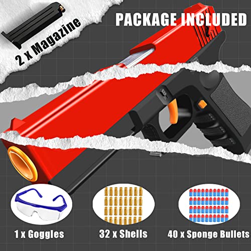 Soft Bullet Toy Gun With Magazine And Goggles, Foam Bullet Blaster Toy Gun Pistol For Boys, Educational Toys Birthday Gifts For Kids #TOP1