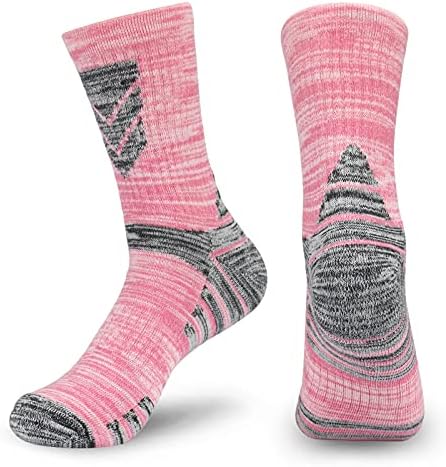 YUEDGE Womens Ladies Thick Walking Hiking Boot Socks 4-7 Anti Blister Cushioned Sports Work Support Socks for Women Outdoor Trekking Camping Wicking Cotton Athletic Socks 5 Pairs