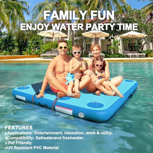 AWSUM Inflatable Floating Dock, 8ft Non-Slip Swim Platform & Lake Island Raft for Pool, Beach, Ocean by AWSUM - Image 3