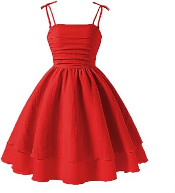 IBAKOM Girl Summer Smocked Dress Teen Graduation School Prom Frock Tween Wedding First Communion Junior Homecoming Dress
