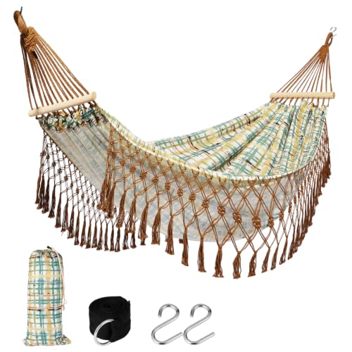 LNWQSQR Portable Hammock,Bohemian Hammock,Rope Hammock,Suitable,Yard, Beach, Backyard,Garden (Khaki, 79 * 59)