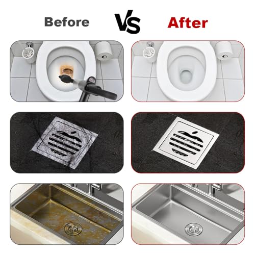 Image of High Pressure Toilet Plunger, 60CM Long Handle Air Drain Blaster with Barometer, 0.4Mpa Powerful Unclogger for Toilet Sink Shower Floor Drain, Splash-Proof Heavy Duty Plumbing Tool (Black)
