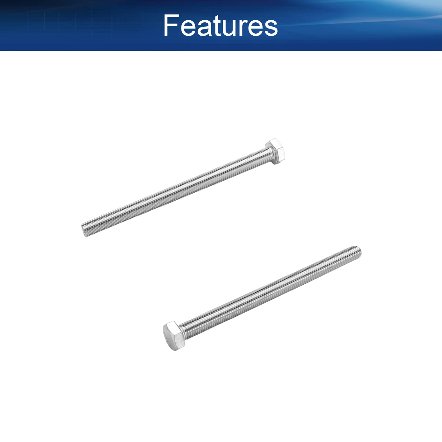 M8 Hex Bolt M8-1.25 x 110mm UNC Hex Head Screw Bolts 304 Stainless Steel Fully Threaded Hex Tap Bolts 5pcs