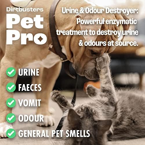 Dirtbusters Pet Pro Urine & Odour Destroyer Enzyme Cleaner For Carpet & Upholstery, Neautralise & Remove Pet, Dog & Cat Odours At Source, With Reactivating Enzymatic Treatment (1L)
