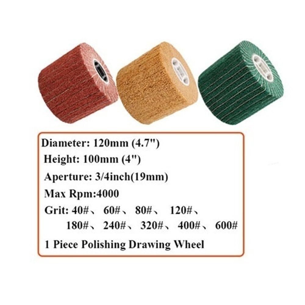 Ruota di lucidatura per trafilatura 1 spazzola abrasiva a lamelle in nylon non tessuto, 120x20x100 mm, tamburo for lucidatura e di trafilatura fili(46)