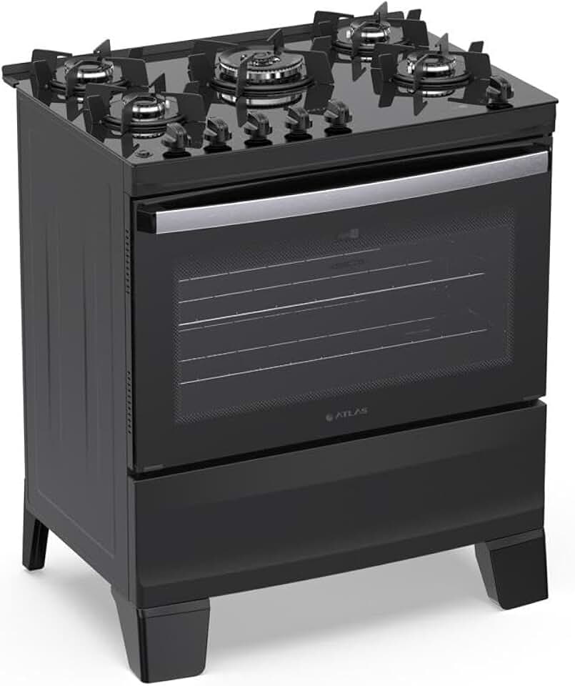 Fogão 5 Bocas Atlas Agile Up com Mesa de Vidro A Gás Bivolt