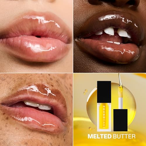 Image of POUND CAKE Cake Theory Plumping Lip Oil | Hydrating & Moisturizing Lip Oil Balm, Lip Gloss, and Lip Mask with Hyaluronic Acid | Clean, Vegan Formula | Lip Plumper Treatment | 0.23 oz, Melted Butter