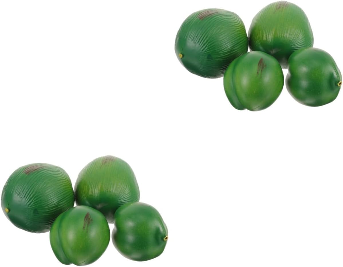 Cabilock 8 Pcs Simulated Coconut Decoration Lifelike Fake Realistic True Tropical Decor Coconut Fake Fruits Artificial Coconut Ornament Lifelike Coconut Fruits Shell PVC