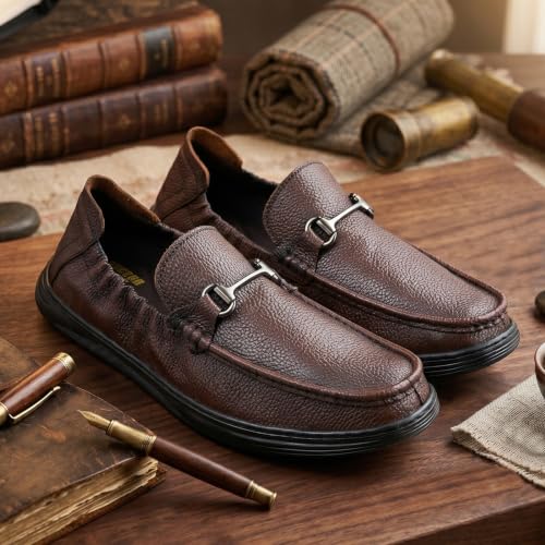 Image of DOCTOR EXTRA SOFT Classic Genuine Leather Formal Shoes for Men with Memory Foam Cushion| Ultra Lightweight & Comfortable|Stylish & Flexible|Parties,Occasions,Office,Wedding,Casual|Black Slip On D-805