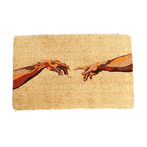 Michelangelo’s Creation. Durable Doormat Coco Coir Front Door Mat-Masterpiece. Unique Handcrafted Home Decor. Outdoor Patio Welcome Rug. AntiShred LatexBack EasyClean EcoFriendly. Ltd Edn. 18 x 30