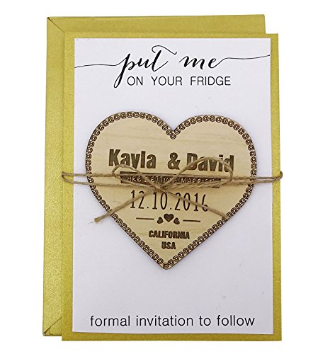 Aimant en bois personnalisé mariage rustique save the date gravé