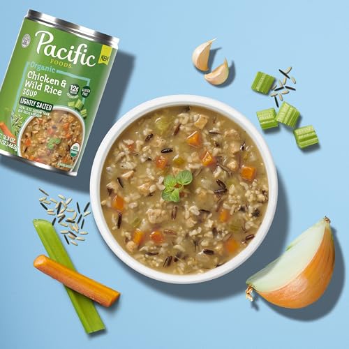Pacific Foods Organic Lightly Salted Chicken and Wild Rice Soup, 16.3 oz Can