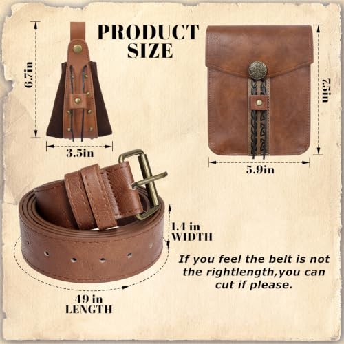 Image of Black Renaissance Pirate Belt with Pouch & Coin Purse Set