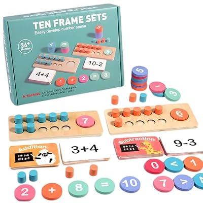 MARA BOMMAI® Wooden Ten Frame Math Learning Toy | Montessori Counting & Number Recognition Set for Kids | Educational Ad