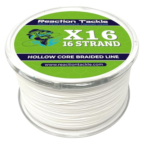 Image of Reaction Tackle Hollow Core Braided Fishing Line - 16 Strand Splice Ready Braid for Knotless Leader Connections, Freshwater and Saltwater Trolling and Offshore