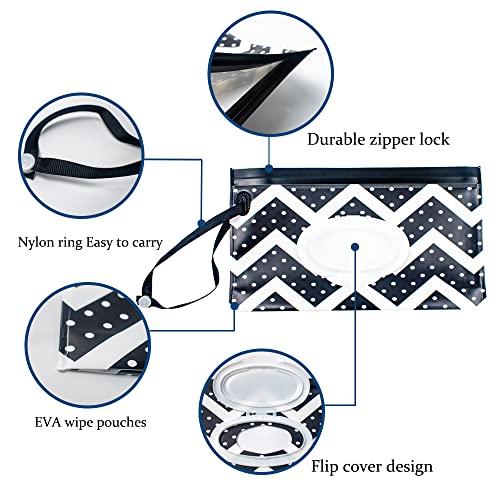Baby Wipe Dispenser, 4 Pack Portable Refillable Wipe Holder, Reusable Lightweight Wipes Container Case Holder For Travel Wet Wipe Pouch, Geometric #TOP3
