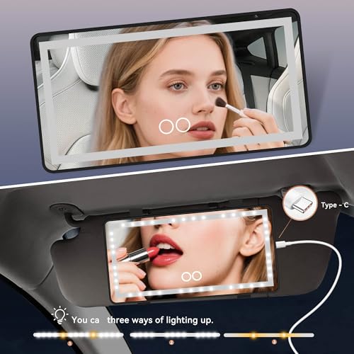 Feisate 車用サンバイザー LEDメイクミラー