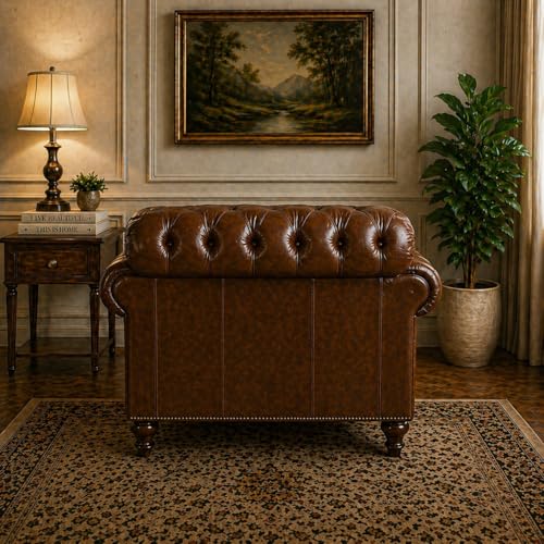 Image of Luxury Sofa Set Luxury Chesterfield Sofa in for Home Living Room & Office (Highback 1 Seater Brown)