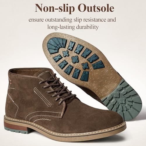 Image of Arkbird Mens Chukka Dress Boots Genuine Leather Suede Classic Fashion Casual Ankle Lace-up Dress Boots for Men