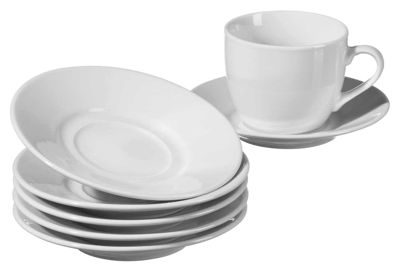 aro Lot de 6 assiettes pour tasses à café, en porcelaine, Ø 12,6 cm, 150 ml, soucoupes empilables, passent au lave-vaisselle et au micro-ondes