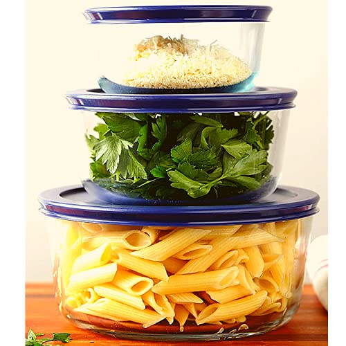 Lids For Pyrex And Anchor Round Glass Containers Works For 6/7 Cups(6-Cups, Blue-4 Pack) #TOP3