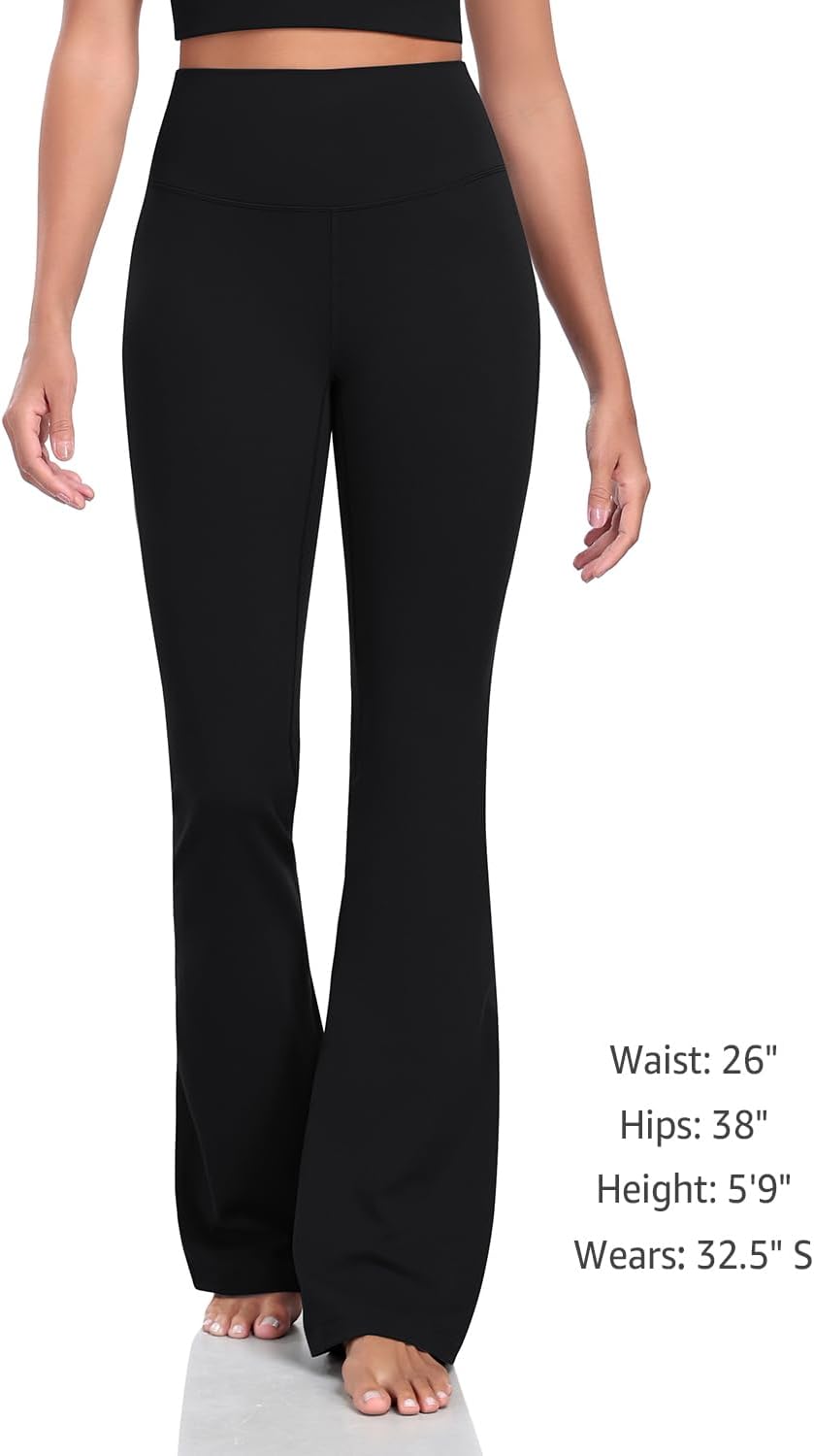 HeyNuts Harmony Flare Leggings 29"/30.5"/32.5"/34.5", High Waisted Tummy Control Wide Leg Bootcut Yoga Pants Lounge Soft - Image 2