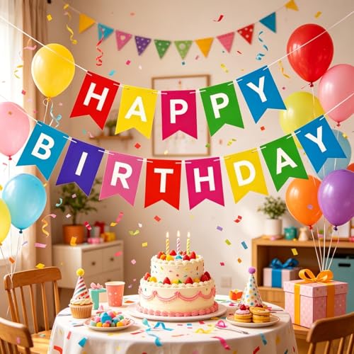 Image of Happy Birthday Banner Birthday Party Supplies (Colorful 2)