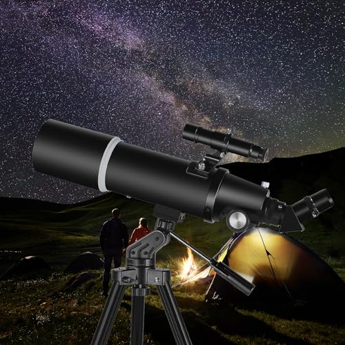 Teleskope für Erwachsene Astronomie, 80mm Blende 600mm Refraktorteleskop für Kinder & Anfänger, Kompaktes und tragbares Reiseteleskop mit Rucksack