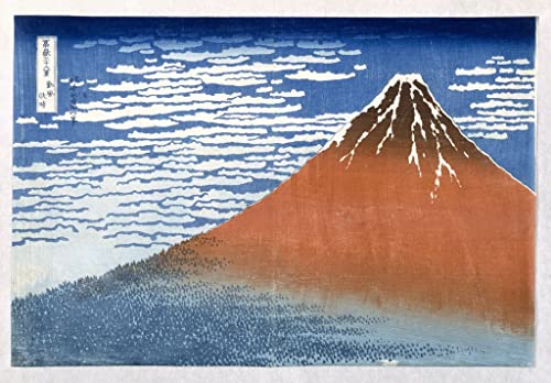 Affiche Fuji par temps clair de Hokusai en toile murale pour déco salon 60x90cm