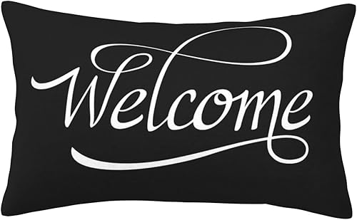 Miniatura 5 de Decoración navideña en blanco y negro, almohada lumbar negra, fundas de almohada negras, funda de almohada de bienvenida, decoración del hogar en