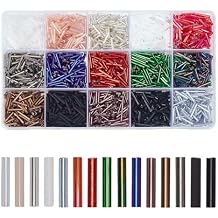 1650Pcs Glass Tube Beads 12x2mm 15 Colors Bugle Seed Beads Long Tube Seed Bead Transparent Multicolor Assortment Bead for DIY Decoration Carfts Hole 0.5mm