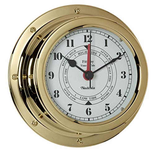 Fitzroy QuickFix Tide Clock, Brass, Navy Grey
