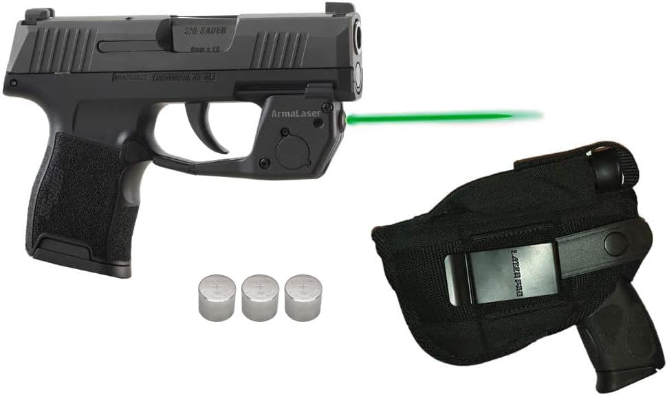 Laser Kit for SIG Sauer® SAS, P365, P365X & P365 XL w/Laser PRO Tactical Holster, Touch-Activated ArmaLaser TR27GS / TR27G / TR27-G Green Laser Sight [Does NOT fit X-Macro or AXG Legion]