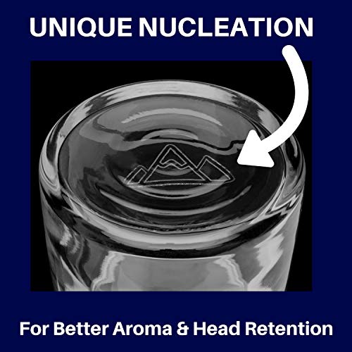 Beer Glasses - Nucleated Pint Glass - The Muffin Top Glass for Enhanced Taste of Beer and Cider - Tulip Shape and Nucleation for Better Tasting Beer, IPAs and Cider (Muffin Top Logo Single) - Thumbnail 3