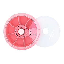 INVODA Weekly Pill Organizer 7 Compartment Rotating Pill Box for Daily Medication & Vitamins - Portable Travel Pill Case Fish Oil Supplements Vitamins Organizer (4PCS)