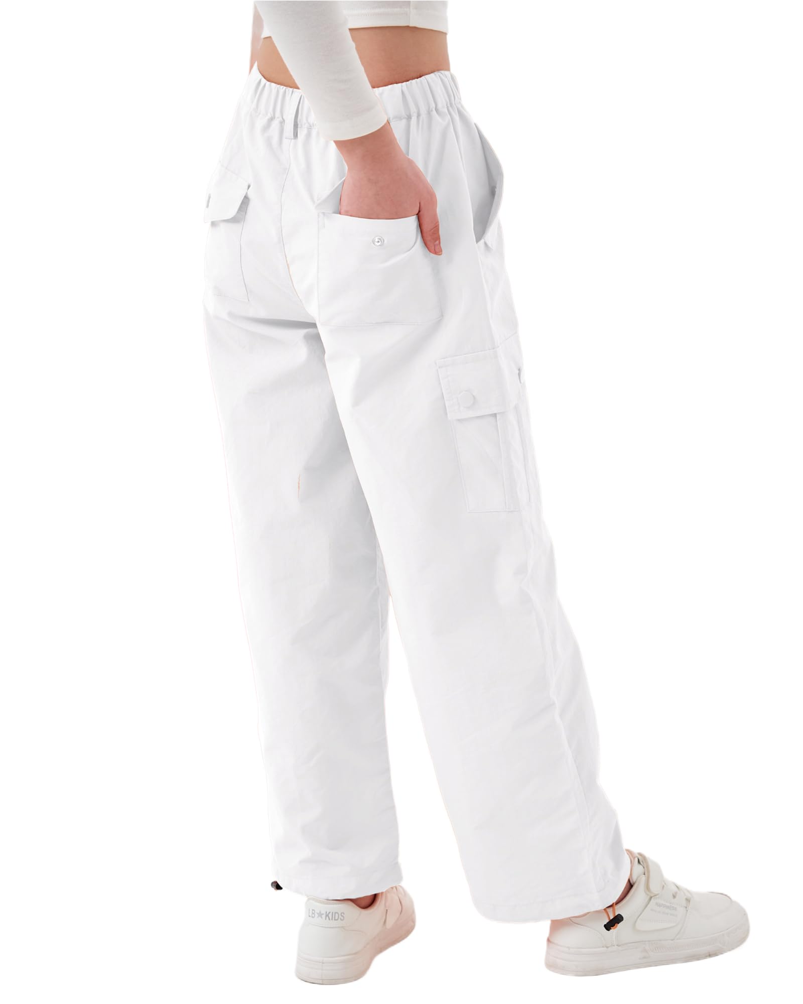 Rolanko Pantalon Cargo Parachute Baggy pour Filles, Pantalon de Jogging Vintage Y2K avec Taille Élastique Ajustable pour Enfants