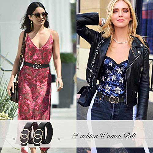 Suosdey Women Leather Belt Fashion Double O-Ring Soft Faux Leather Waist Belts For Jeans Dress #TOP1