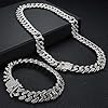 YADOCA Mens Cuban Link Chain Silver Bling Miami Cuban Necklace Bracelet Set Diamond Chain for Men Iced Out Hip Hop Jewelry 56cm #5